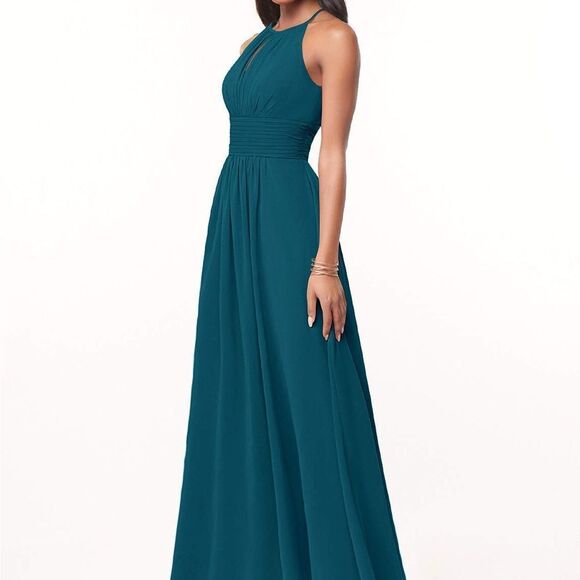AZAZIE BONNIE Elegant Blue Halter Dress - Picture 1 of 12